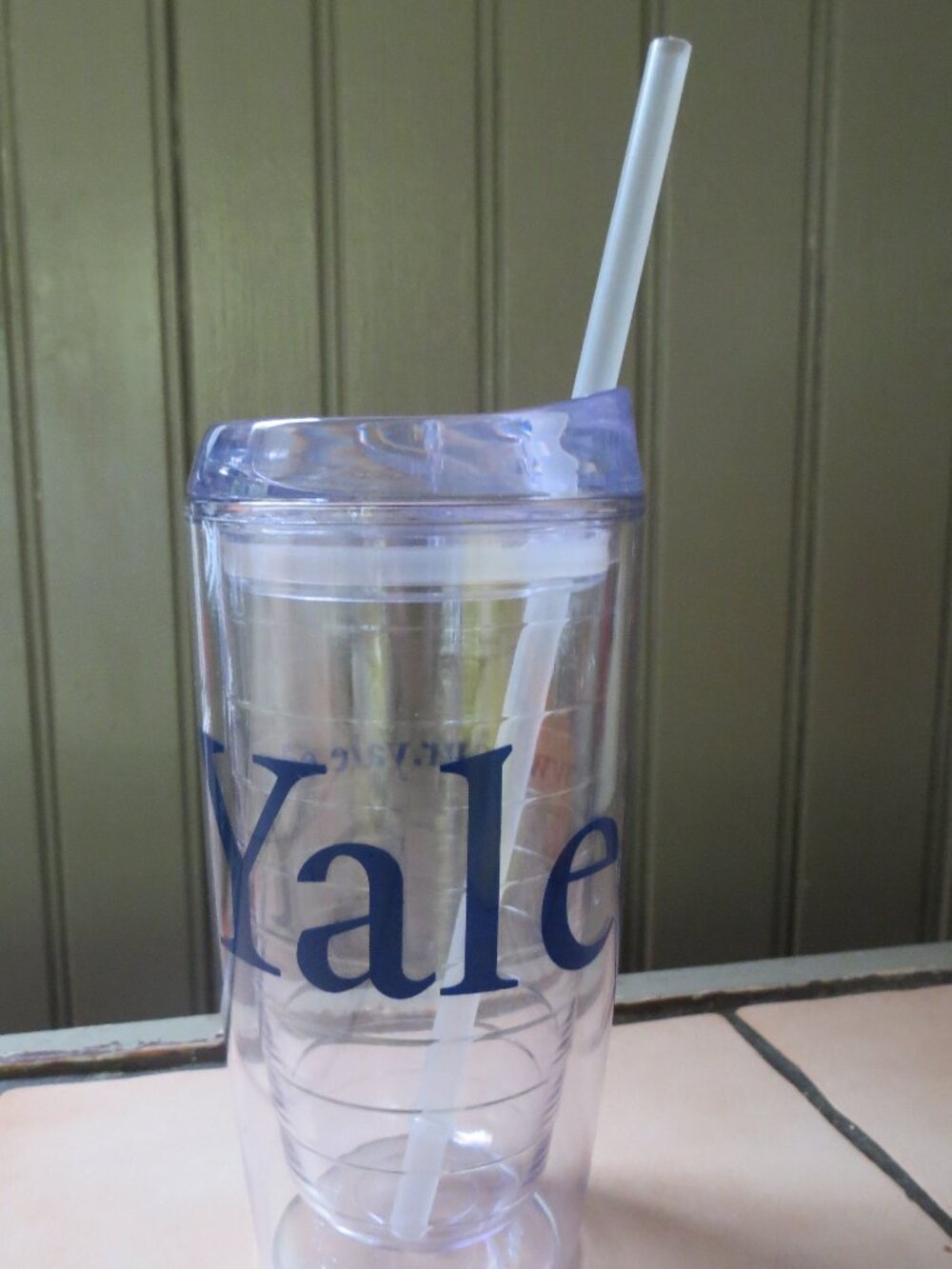 Yale University Tumbler Cold Reusable Water Drink Cup w Lid & Straw BPA free